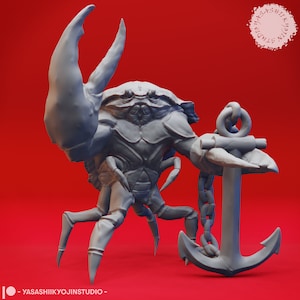 Crabfolk - Âncora - Mini impresso em 3D para jogos de mesa, Dungeons and Dragons, Pathfinder, Kings of War e outros RPGs
