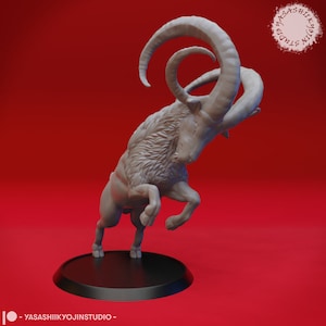 Giant Goat - Rearing - 3D Printed Mini for Tabletop Gaming, DnD, Pathfinder, Daggerheart, Kings of War and other RPG&#39;s