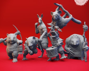 Aussie-folk Mob - Bundle - 3D Printed Minis for Tabletop Gaming, Dungeons and Dragons, Pathfinder, Kings of War and other RPG's