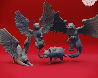 Tressym Litter - Bundle -- 3D Printed Mini for Tabletop Gaming, Dungeons and Dragons, Pathfinder, Kings of War and other RPG's