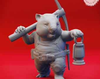 Wombat Treasure Hunter Miniature | Humanoid Aussie-folk Wombat