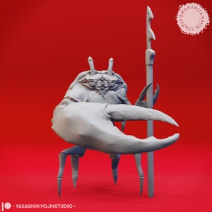 Crabfolk - Harpoon - Mini impresso em 3D para jogos de mesa, Dungeons and Dragons, Pathfinder, Kings of War e outros RPGs