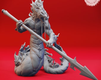 Flame Salamander - Attacking - 3D Printed Mini for Tabletop Gaming, Dungeons and Dragons, Pathfinder, Kings of War and other RPG's