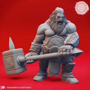 Gigante de fuego - Martillo de guerra - Miniatura impresa en 3D para juegos de mesa, Dungeons and Dragons, Pathfinder, Kings of War y otros juegos de rol