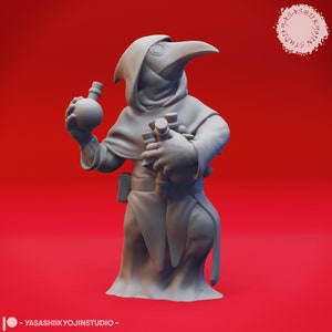 Plague Doctor - Smol - 3D Printed Mini for Tabletop Gaming, Dungeons and Dragons, Pathfinder, Kings of War and other RPG&#39;s
