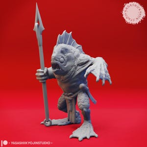 Kuo-toa - Spear - 3D Printed Minis for Tabletop Gaming, Dungeons and Dragons, Pathfinder, Kings of War and other RPG's