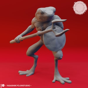 Bullywug - Trident - 3D Gedruckt Mini für Tabletop Gaming, Dungeons and Dragons, Pathfinder, Kings of War und andere RPG's