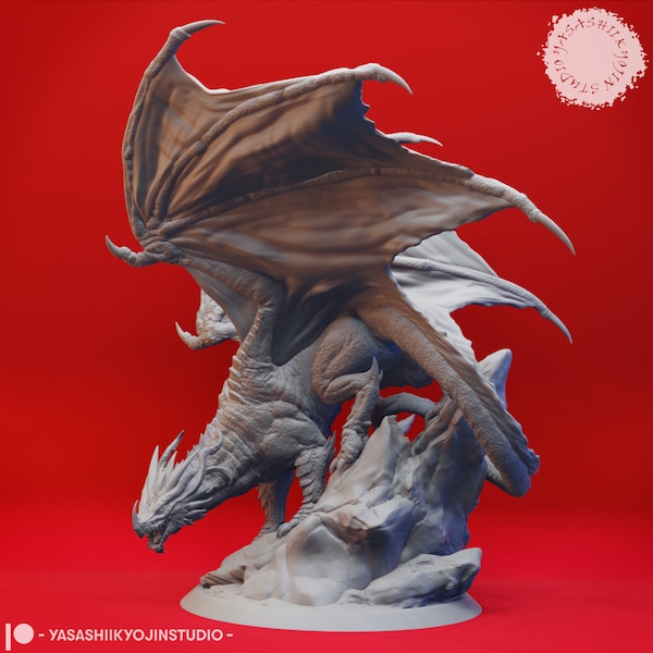 Dragon - Adult Red - 3D Printed Mini for Tabletop Gaming, Dungeons and Dragons, Pathfinder, Kings of War and other RPG's