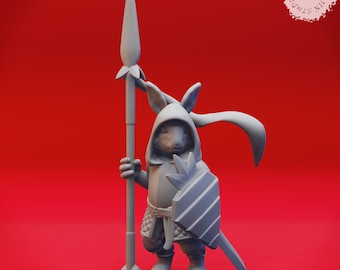 Rabbitfolk - Paladin - 3D Printed Mini for Tabletop Gaming, Dungeons and Dragons, Pathfinder, Kings of War and other RPG's