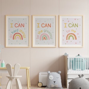 Juego de 5 carteles motivacionales para niños I Juego de carteles con citas I Juego de carteles con mensajes positivos