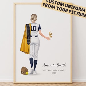 Personalisierte Softball Graduierung Druck, Senior Geschenk, Benutzerdefinierte Illustration (digitaler Download)