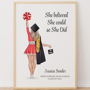 Personalized Cheerleader Graduation Print, Cheerleader Graduation Gift, Cheerleader Gift, Custom Graduation Print, Cheerleader, Graduation