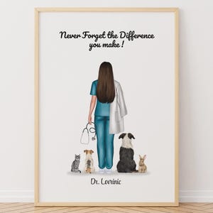 Personalised Vet Print, Vet gift, Doctor Gift, Custom Illustration, Veterinarian gift, Veterinary nurse gift, Thank you gift, Keepsake print