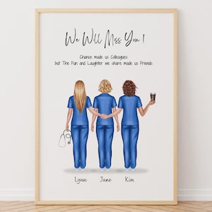 Personalised Nurse Team Portrait , Custom Group Nursing Gift, Nurse Squad Illustration, Leaving Gift for Colleagues, Medical Team Print