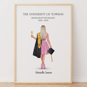 Graduation Gift for Her, Personalized Graduation Print, Personalized Graduation Illustration, Custom Graduation Print, Grad Gift for Her