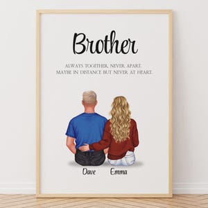 Brother and sister wall art, Gift for siblings, Minimalist portrait, Digital Print Siblings, Gift for Sister, Gift for Brother,Keepsake gift
