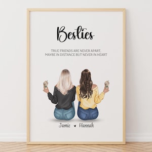 Gift For Best Friend, Best Friends Personalised Print, Bestie Gift, Best Friend Portrait, Gift For Friend, Friend Print, Custom Illustration