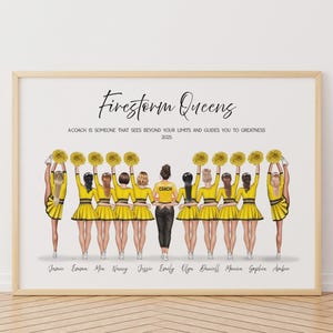 Cheer Team Gifts, Cheer Team Illustration Print, Cheerleaders Gifts, Personalised Cheer Team Gifts, Cheer Coach Gift, Custom Wall Art