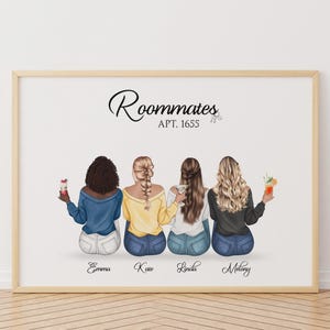 Roommate Personalized Print, Roommate Dorm Gift Idea, Roomie Gift, College Dorm Gifts For 4 Girls, Roomies Gift, Gift for Roommate