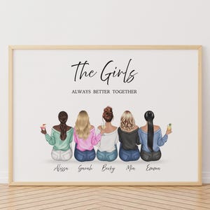 Gruppe von Freunden Print, Gruppe Freundschaft Druck, Weihnachten Bester Freund Geschenk, Freunde Illustration, personalisiertes Geschenk für sie, individuelles Porträt