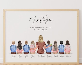 End of year Teacher gift, Thank you teacher, Custom portrait print, Teacher appreciation, Personalized teacher gifts, Back to school gifts