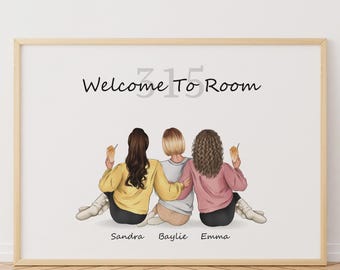 Roommates Gift, Personalized Dorm Decor For Collage Girls, Dorm Room Decor, Roomies Gifts Dorm, Wall Decor For College, Roommates print