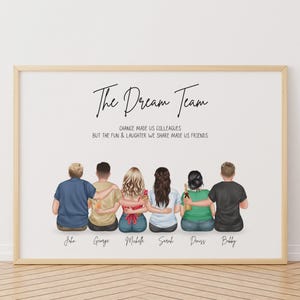Personalised coworker print, Portrait wall art of colleagues, Coworker gift, New job gift, Colleague leaving gift, Team member, Goodbye gift