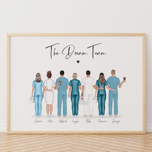 Personalized Doctors and Nurses Illustration, Doctors Colleagues Digital Gifts, Nurse Colleague Leaving Gift, Hospital Team Gifts