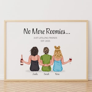 Dorm Decor for College Girls,Custom Illustrated Roommate Portrait, Personalised gift for Roommates, Wall Decor For College, Roomies Gift