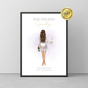 Personalised Kiss The Miss Goodbye, Hen Party Guest Book, Hen Weekend Gift, Miss To Mrs Guest Book, Bridal Shower Gift, Keepsake Memory zdjęcie 1