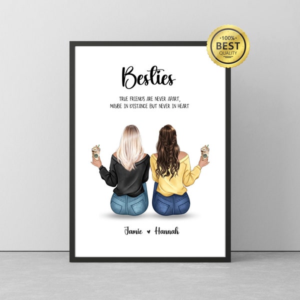 Personalized Framed Wall Art for Friends, Best friends gift idea, Birthday gift for BFF, Sister gift idea, Cousin artwork, Art for roommates