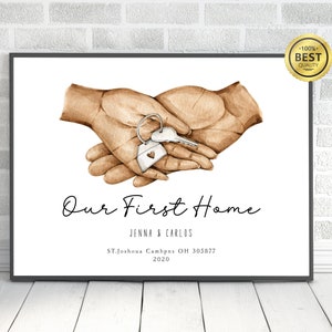 Cadeau de pendaison de crémaillère personnalisé, impression de carte personnalisée pour la première maison, cadeau pour la première maison, carte de la nouvelle maison, nouvelle maison