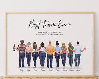 Personalised Leaving Gift, Work Colleague Print, Team Present, Custom Office Coworker Portrait, Co-worker Illustration, Retirement Gift