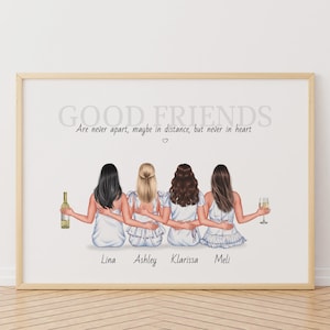 Personalised Print Group of Friends, Friendship Gift ,Best Friend Print, Custom Wall Art For Friends, Birthday Gift,Group of Friends Picture