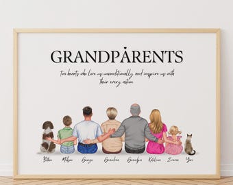 Personalised Grandparents Print, Custom Family Gift, Grandparents Gift Idea, Personalized Portrait, Gift For Grandma and Grandad,