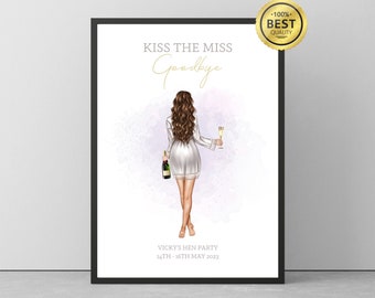 Personalised Kiss The Miss Goodbye, Hen Party Guest Book, Hen Weekend Gift, Miss To Mrs Guest Book, Bridal Shower Gift, Keepsake Memory