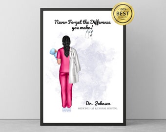 Personalized Doctor Appreciation Gift For Women, Thank You Gifts For Doctor, Custom Doctor Print, Doctor Graduation Gift, Doctor Retirement