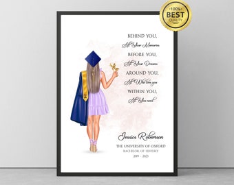 Graduation Gift for Her, Personalized Graduation Print, Personalized Graduation Illustration, Custom Graduation Print, Grad Gift for Her