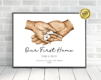 Personalised Housewarming Gift, Custom First Home Map Print New Home Present, Gift for First Home Couple, New House map, New Home