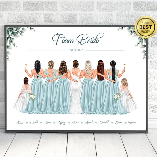 Personalised Bride Squad Gift, Gift for Bride, Maid of Honour Gift, Flower Girl Gift Bridesmaid Gift, Hen Party Gift, Eucalyptus Wedding