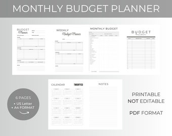 Monthly Budget Planner, Printable Tracker (PDF Download)
