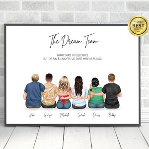Personalised coworker print, Portrait wall art of colleagues, Coworker gift, New job gift, Colleague leaving gift, Team member, Goodbye gift