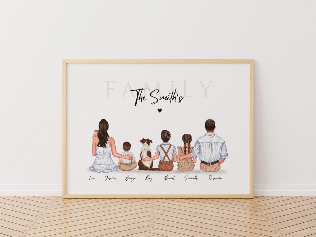 Custom Portrait Family Print, Personalized Gift for Family, Our Family ...