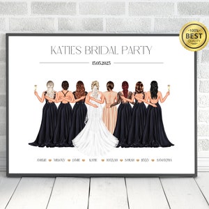 Regalo personalizado para fiesta nupcial, regalo para novia, regalo para novia, regalo de dama de honor, propuesta de dama de honor, impresión de boda, regalo de boda,