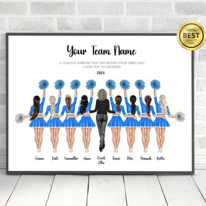 Cheerleader coach gift, Cheer teammates gift, Cheer team illustration, Cheer gifts for team in bulk, BFF gift, Dance team, Coach gift idea