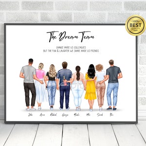 Personalised coworker print, Portrait wall art of colleagues, Coworker gift, New job gift, Colleague leaving gift, Team member, Goodbye gift