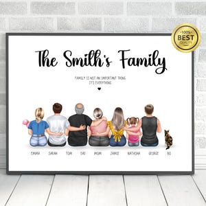 Personalisierter Familiendruck, benutzerdefiniertes Familiengeschenk, Familienhundedruck, personalisiertes Familienporträt mit Haustieren, Familiendruck, Geschenk für ein neues Zuhause