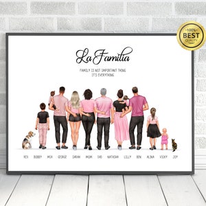 Personalised Family Print with pets, Family Prints, Personalised Family Gift, Mothers Day Gift, Family Gift, Family Illustration, Keepsake