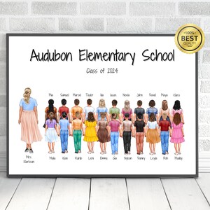 Cadeau personnalisé pour enseignant, portrait enseignant et élève, cadeau de remerciement pour enseignant, impression portrait enseignant et élève, enseignant nouvellement qualifié
