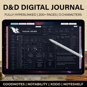 DND Digital Journal / DND Journal per tablet / Goodnotes DND Journal / Campaign and Session Tracker / Scheda personaggio / Quaderno digitale DnD